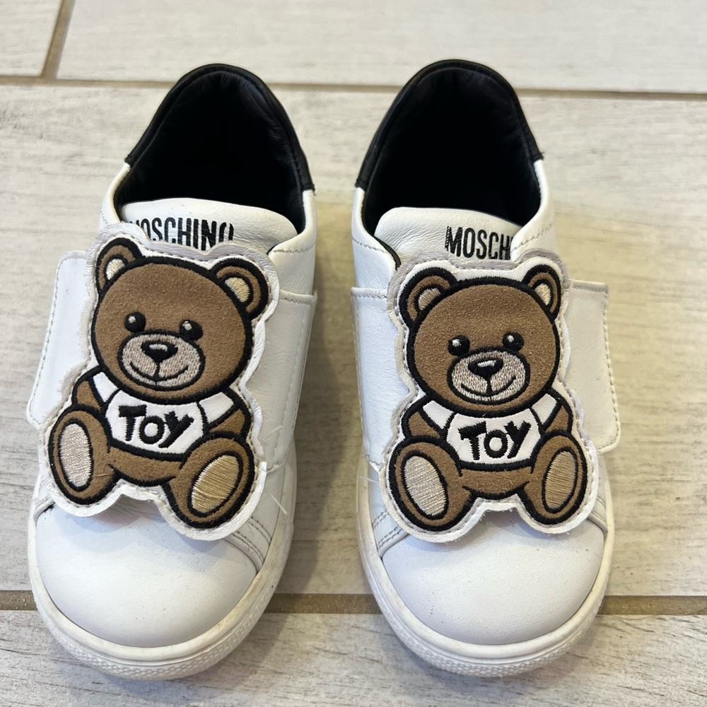Moschino White Sneakers with Teddy Bear Patch